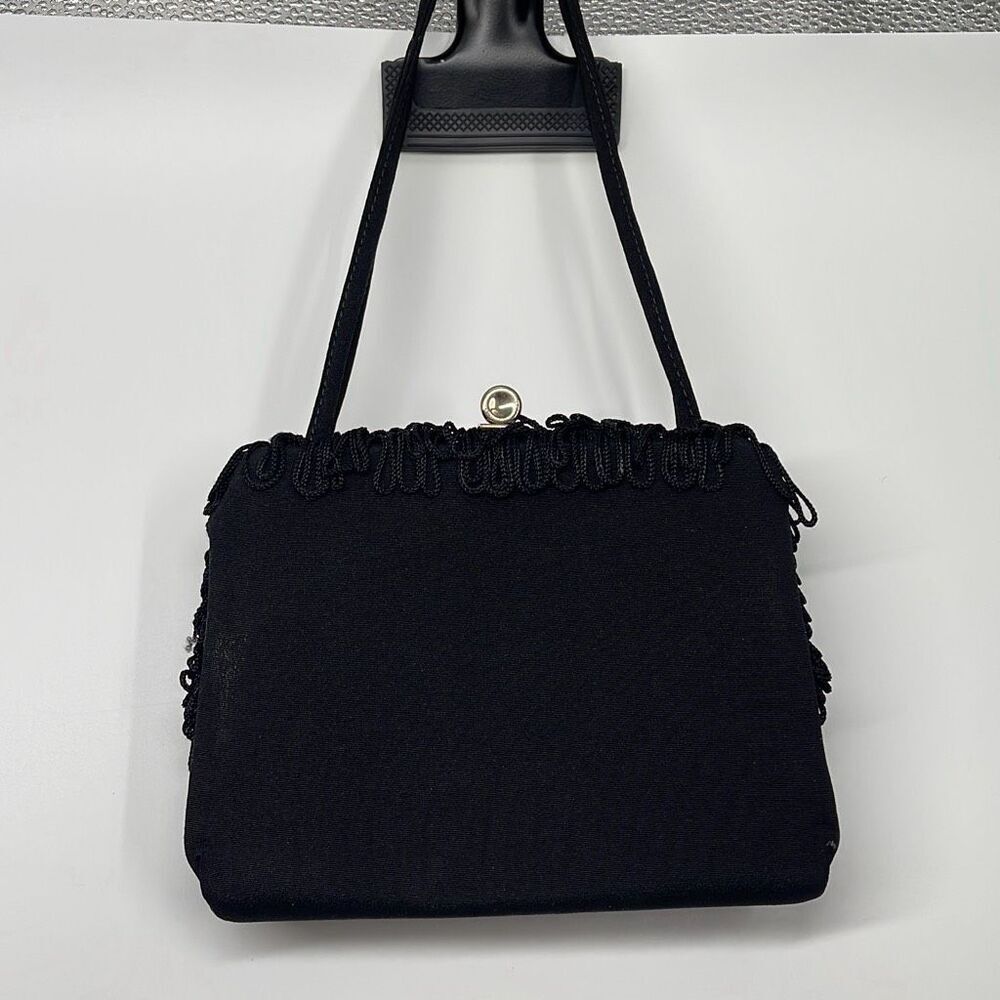 Vintage Black satin fringe bag.